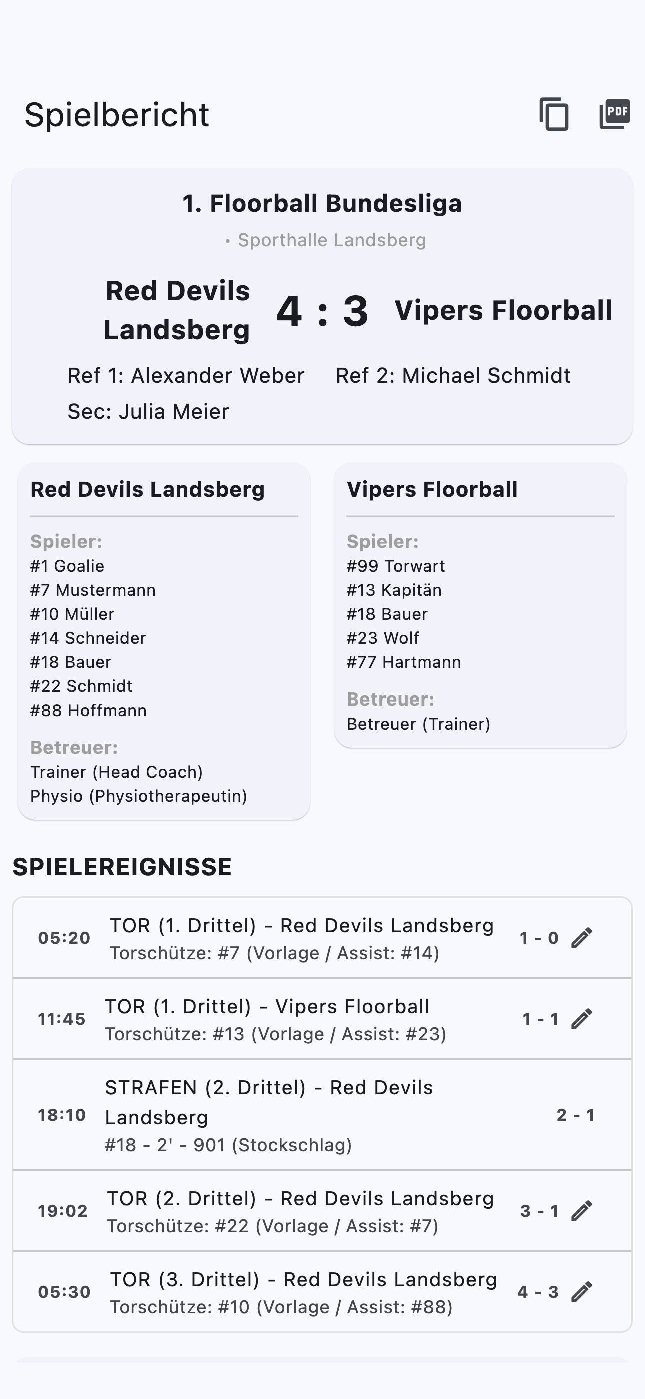 Floorball Clock Android Spielbericht