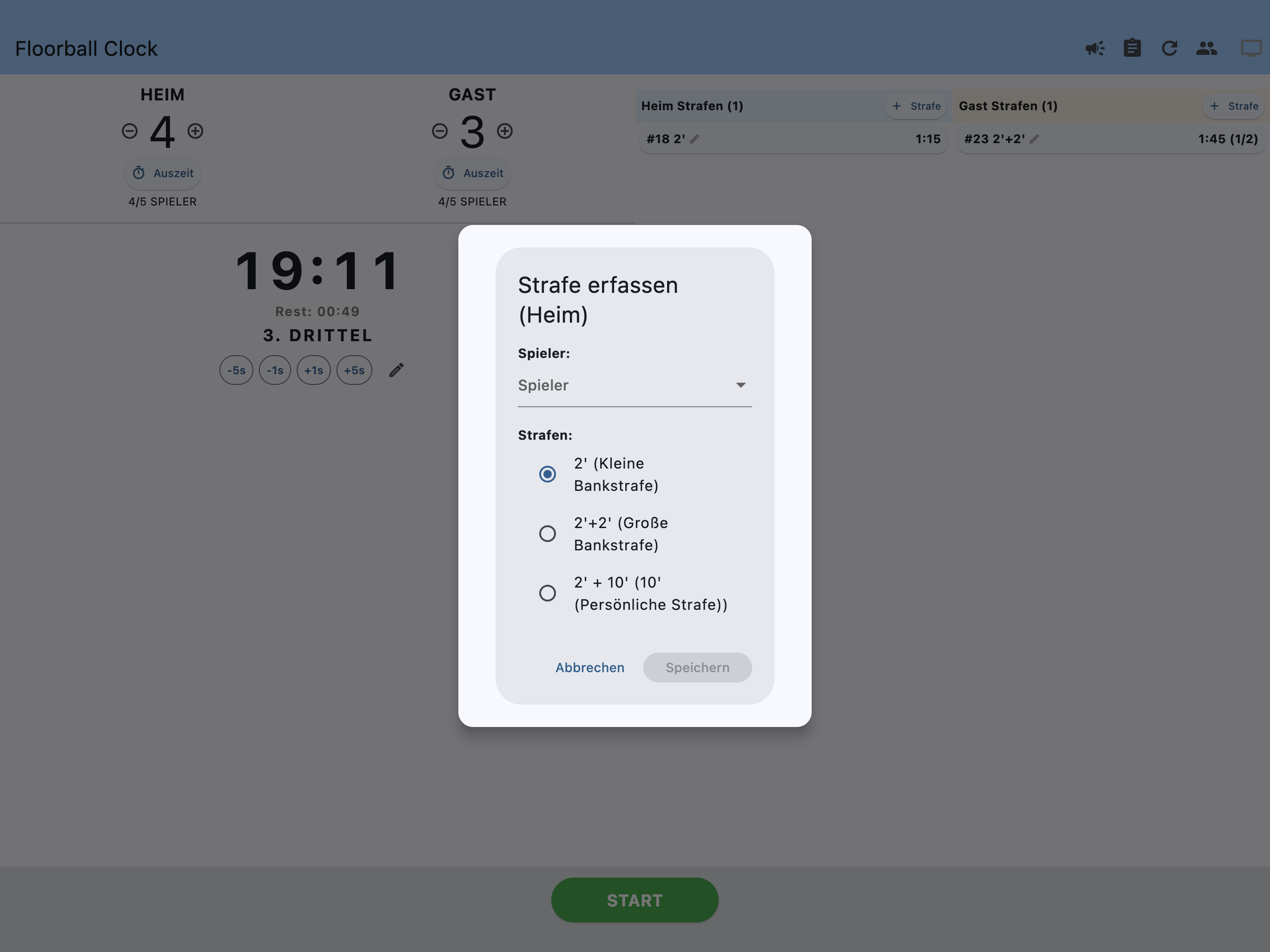 Floorball Clock Android Tablet Strafen