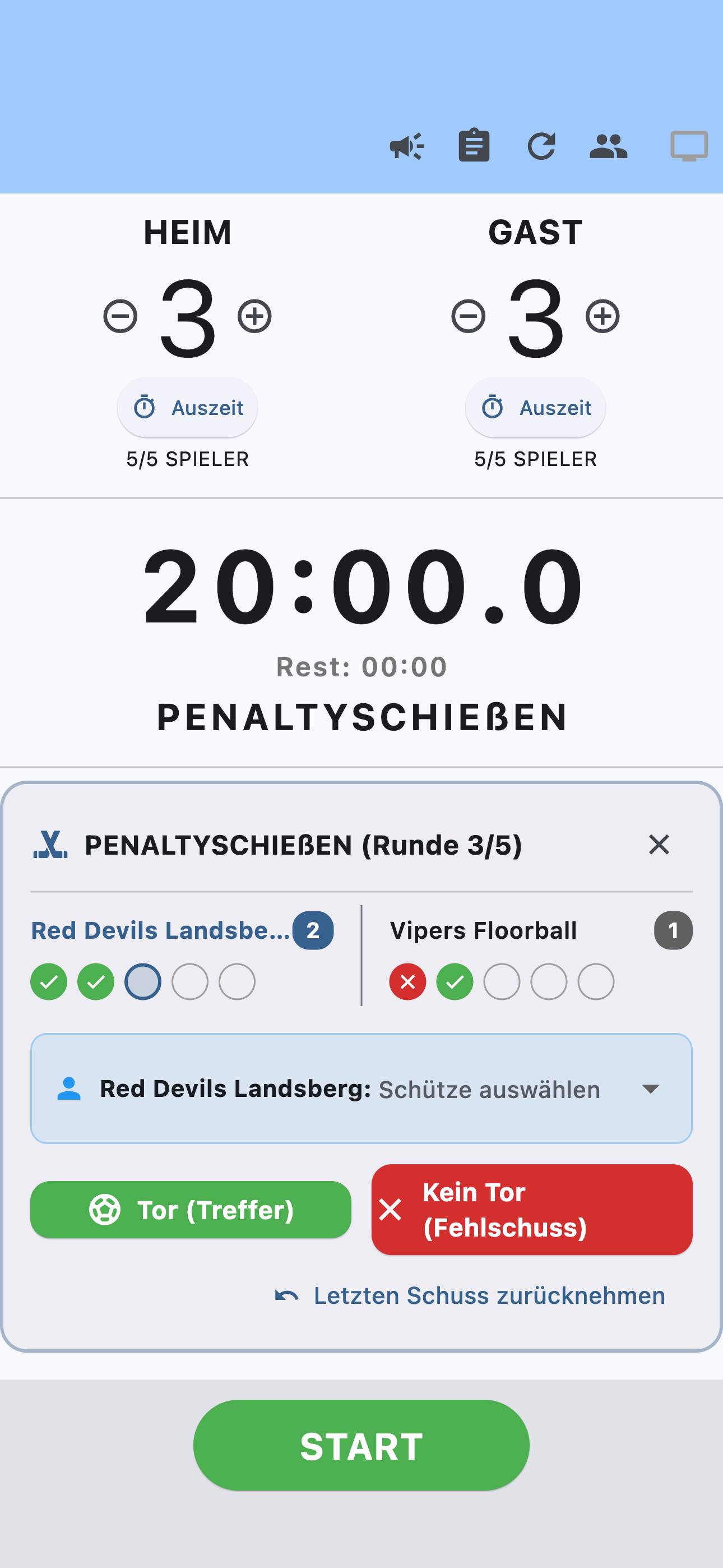 Floorball Clock iPhone Penaltyschießen Shootout